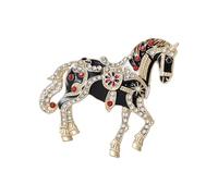 Élégante broche en alliage avec cristaux et émail en forme d'animal - Accessoires pour un look tendance - Broche cheval en alliage, taille unique, Comme décrit