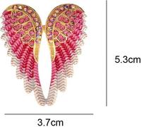 Élégante broche en forme de ceinture avec des ailes rouges, décorée avec des zircons cubiques, bijoux en alliage, 3,7x5,3 cm