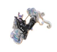 Élégante broche en forme de cheval avec fermoir, design traditionnel chinois inspiré de l'art chinois en alliage ornement de poitrine, taille unique, Comme décrit