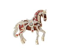 Élégante broche en forme de cheval avec finition émaillée et strass étincelants pour tenues décontractées ou formelles, bijoux de cheval de dessin animé, One Size, Comme décrit
