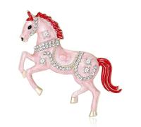 Élégante broche en forme de cheval avec finition émaillée et strass étincelants pour tenues décontractées ou formelles Broche cheval en strass, taille unique, Comme décrit