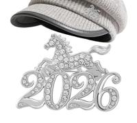Élégante broche en forme de cheval, bijou de cheval portable, 5,9 x 4,9 cm, broche de revers en strass avec étincelant, bijoux animaux, épingle tendance facile à porter, fournitures cadeaux pour