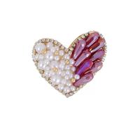 Élégante broche en forme de cœur étincelant avec strass et perles incrustées de cristaux étincelants pour décoration de sacs, chapeaux et sacs à main