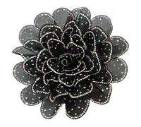 Élégante broche en forme de fleur de camélia en strass pour femme - 14 cm - Épingle florale en cristal étincelant pour robes, costumes, fête de mariage, corsage, grande déclaration cadeau, L, Métal