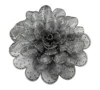 Élégante broche en forme de fleur de camélia en strass pour femme - 14 cm - Épingle florale en cristal étincelant pour robes, costumes, fête de mariage, corsage, grande déclaration cadeau, L, Métal