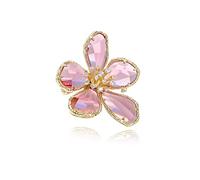 Élégante broche en forme de fleur en cristal pour femme, pour la Saint-Valentin, un anniversaire de mariage, bijou en forme de fleur en émail, accessoire tempérament, métal, zircon, Métal, Zirkonia