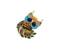 Élégante broche en forme de hibou fabriquée à la main avec un design artisanal coloré complexe pour une tenue formelle et décontractée, taille unique, Comme décrit