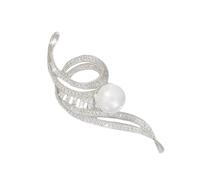 Élégante broche en forme de note de musique avec strass et perles en alliage pour vêtements de fête ou de mariage, taille unique, Comme décrit