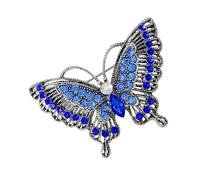 Élégante broche en forme de papillon avec base en alliage antique ornée de cristaux - Cadeau unisexe pour festivals, robes de soirée, chapeau papillon pour tenues de festival, taille unique, Comme