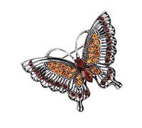 Élégante broche en forme de papillon avec base en alliage antique ornée de cristaux - Cadeau unisexe pour festivals, robes de soirée, chapeau papillon pour tenues de festival, taille unique, Comme
