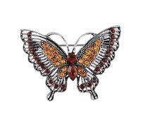 Élégante broche en forme de papillon avec base en alliage antique ornée de cristaux - Cadeau unisexe pour festivals, robes de soirée, chapeau papillon pour tenues de festival, taille unique, Comme