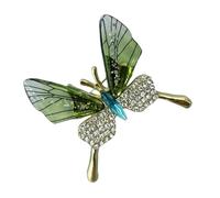 Élégante broche en forme de papillon avec base en alliage antique ornée de cristaux - Cadeau unisexe pour festivals, robes de soirée, bijoux papillon uniques pour femme, One Size, Comme décrit