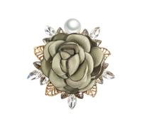 Élégante broche en forme de rose pour femme et homme, pour fête de mariage, accessoire de boutonnière, idée cadeau, Small, Fausse perle, Zircon cubique