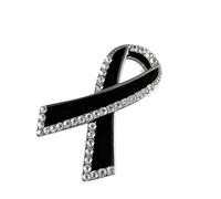 Élégante broche en forme de ruban noir avec strass en cristal, accessoire de bijoux en alliage pour femme, broche cadeau pour lanière, épingles pour chapeaux, taille unique, Comme décrit