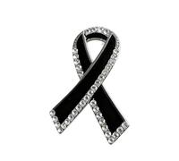 Élégante broche en forme de ruban noir avec strass en cristal, accessoire de bijoux en alliage pour femme, cadeau polyvalent, broche en cristal noir, taille unique, Comme décrit