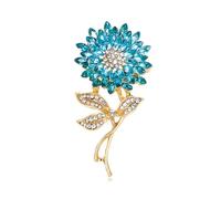 Élégante broche en forme de tournesol avec strass pour femme - Doré - Cristal - Feuille de marguerite - Accessoires de robe délicate - Bijoux de mariage ou de Saint-Valentin, Medium, Métal, Pas de