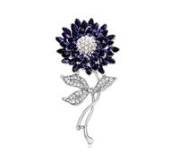 Élégante broche en forme de tournesol avec strass pour femme - Doré - Cristal - Feuille de marguerite - Accessoires de robe délicate - Bijoux de mariage ou de Saint-Valentin, Medium, Métal, Pas de