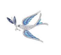 Élégante broche en forme d'hirondelle avec détails en goutte d'huile et strass en cristal pour femme, accessoire de bijoux tendance, broche artistique qui coule d'huile, taille unique, Comme décrit