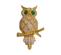 Élégante broche en métal en forme de hibou avec cristaux étincelants et strass pour cadeau et accessoires Broche en forme de chouette en métal, taille unique, Comme décrit