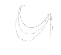 Élégante broche et pendentif en perles d'imitation et chaîne légère pour un port confortable, taille unique, Comme décrit