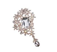 Élégante broche fleur en cristal pour soirée vêtements de bureau rétro bijoux mode robuste en métal léger boîte cadeau prête vintage broche florale femmes, taille unique, Comme décrit