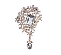 Élégante broche fleur en cristal pour vêtements de soirée vêtements de bureau bijoux rétro mode bijoux robuste en métal léger boîte cadeau prête fête mariage broche broche, taille unique, Comme décrit