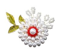 Élégante broche florale imitation perle cristal perle fleur broche accessoires pour mariage bijoux tendance, Métal, Pas de pierre précieuse