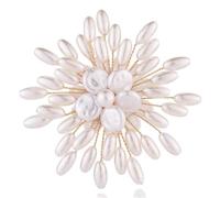 Élégante broche florale imitation perle cristal perle fleur broche accessoires pour mariage bijoux tendance, Métal, Pas de pierre précieuse
