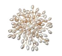 Élégante broche florale imitation perle cristal perle fleur broche accessoires pour mariage bijoux tendance, Métal, Pas de pierre précieuse