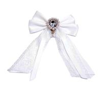 Élégante broche nœud avec perles de cristal et plan de dentelle pour uniformes scolaires Mode Addons Cravate Broche Cristal Dentelle, One Size, Comme décrit