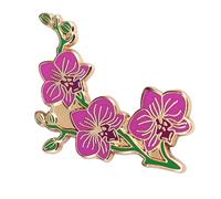 Élégante broche orchidées avec artisanat exquis, épinglette en forme de fleur, bijoux pour femmes, texture métallique pour femmes, taille unique, Résine, Pas de gemme