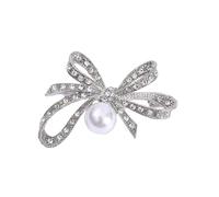 Élégante broche ovale en strass avec nœud en forme de cœur d'inspiration vintage pour robes de soirée, robes de bal et vêtements formels, taille unique, Comme décrit