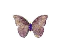 Élégante broche papillon brodée avec oxyde de zirconium - Épinglette sophistiquée en forme d'insecte animal pour mariages, manteaux et robes, accessoire de mariée léger, cadeau de bijoux, Small, Métal