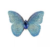 Élégante broche papillon brodée avec oxyde de zirconium - Épinglette sophistiquée en forme d'insecte animal pour mariages, manteaux et robes, accessoire de mariée léger, cadeau de bijoux, Small, Métal