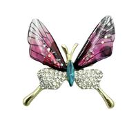 Élégante broche papillon en forme de papillon avec base en alliage antique ornée de cristaux - Cadeau unisexe pour festivals, robes de soirée - Broche papillon en strass, taille unique, Comme décrit