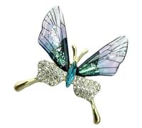 Élégante broche papillon en forme de papillon avec base en alliage antique ornée de cristaux - Cadeau unisexe pour festivals, robes de soirée - Broche papillon en strass, taille unique, Comme décrit
