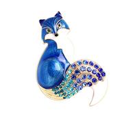 Élégante broche renard en strass pour banquets et mariages Animal Revers Pin Ornement Sac à dos et vestes Décoration Pull Cardigan Accessoire, standard, Aluminium