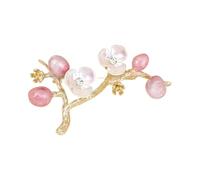 Élégante broche vintage en forme de fleur de prunier avec strass d'inspiration chinoise - Accessoire de décoration pour écharpes - Broche en alliage avec strass, One Size, Comme décrit