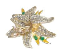 Élégante broche vintage en forme de lys avec une belle fleur décorée de lys - Broche ornement robuste en alliage