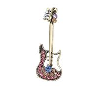 Élégante broche vintage violon instrument de musique accessoire de bijoux pour femmes hommes tendance alliage strass cadeaux insigne instrument épinglette, taille unique, Comme décrit
