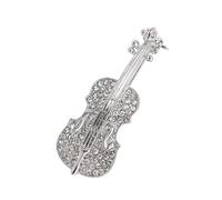 Élégante broche violon vintage instrument de musique accessoire de bijoux pour femmes hommes tendance alliage strass cadeaux, As show, Métal