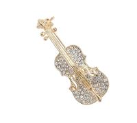 Élégante broche violon vintage instrument de musique accessoire de bijoux pour femmes hommes tendance alliage strass cadeaux, As show, Métal