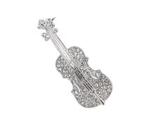 Élégante broche violon vintage instrument de musique accessoire de bijoux pour femmes hommes tendance alliage strass cadeaux, Métal