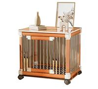 Élégante cage en bois pour petits chiens - Cage élégante en forme de table basse avec plateau et roues universelles