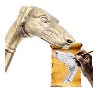 Élégante Canne Steampunk en Alliage, Bâton de Mode Gothique de Luxe pour Gentleman avec Pommeau en Forme de Tête de Chien, 93 cm, pour Cosplay et Fêtes(Bronze)