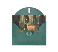 Élégante carte de vœux YYHWHJDE Bambi vert foncé nacré 15,2 x 10,2 cm pour Noël, anniversaires, mariages et plus encore