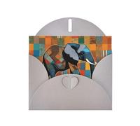 Élégante carte de vœux YYHWHJDE gris nacré motif patchwork éléphant africain 15,2 x 10,2 cm pour Noël, anniversaires, mariages, et plus encore