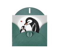 Élégante carte de vœux YYHWHJDE I Love Penguins vert nacré 15,2 x 10,2 cm pour Noël, anniversaires, mariages et plus encore