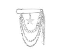 Élégante chaîne avec pendentif en forme d'épingle, broche unique, accessoire tendance, broche pour femme, pour faire une déclaration de mode avec une broche en chaîne en forme d'étoile, taille unique