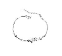 Élégante chaîne de cheville design en perles multicouches avec perles de santal plaqué argent soutien-gorge